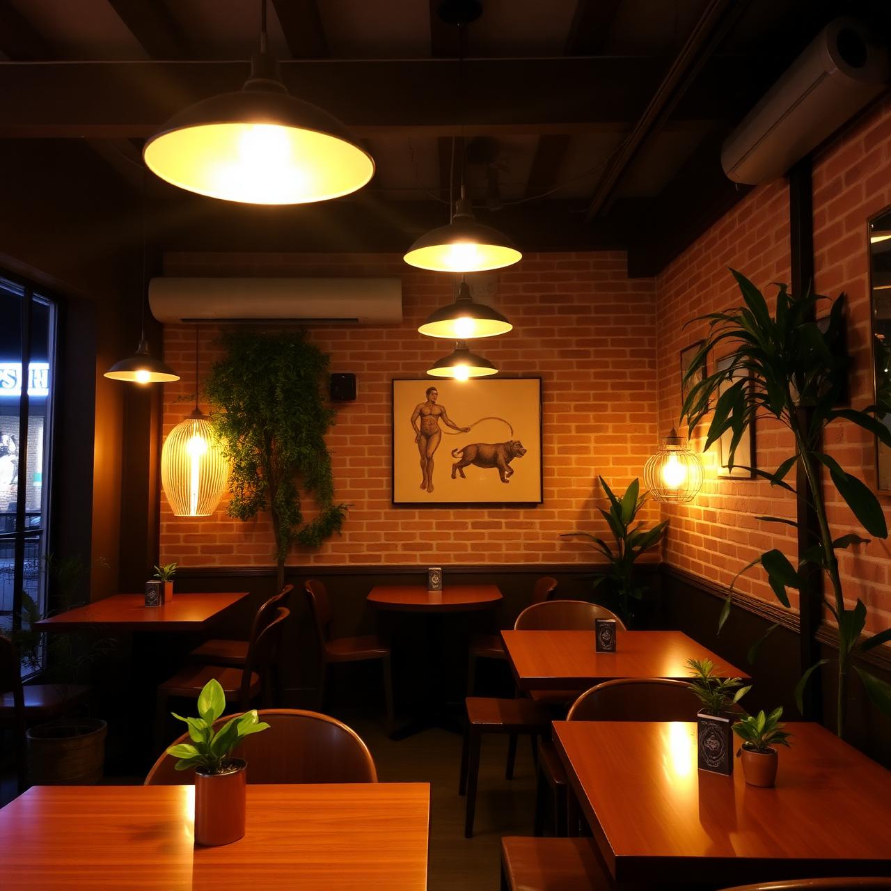 Warm restaurant interior